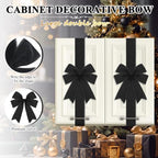 6 Pcs Black Velvet Christmas Cabinet Bows Ribbons for Kitchen, alternate view 3