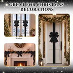 6 Pcs Black Velvet Christmas Cabinet Bows Ribbons for Kitchen, alternate view 6