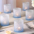 6 Pcs Blue Gradient Votive Candle Holders Glass Tea Light Candles Holder in Blue