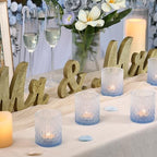 6 Pcs Blue Gradient Votive Candle Holders Glass Tea Light Candles Holder in Blue, alternate view 5