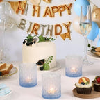 6 Pcs Blue Gradient Votive Candle Holders Glass Tea Light Candles Holder in Blue, alternate view 6