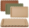 6 Pcs Brown and Sage Green Serving Trays Plastic Food Platters