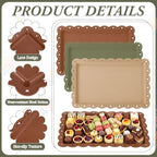 6 Pcs Brown and Sage Green Serving Trays Plastic Food Platters, alternate view 4