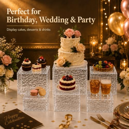 6 Pcs Buffet Risers, Acrylic Buffet Table Risers and Stands, Food Display Risers for Party Catering Dessert, alternate view 3