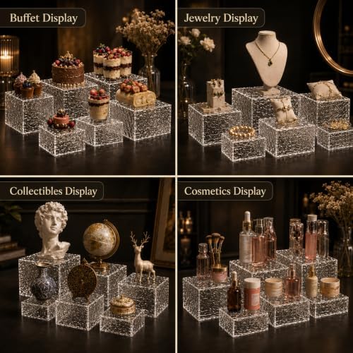 6 Pcs Buffet Risers, Acrylic Buffet Table Risers and Stands, Food Display Risers for Party Catering Dessert, alternate view 6