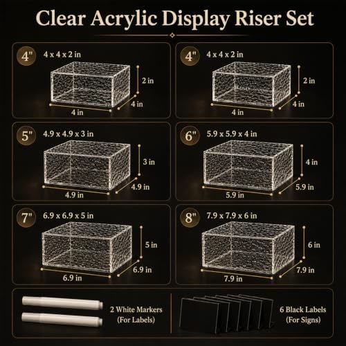 6 Pcs Buffet Risers, Acrylic Buffet Table Risers and Stands, Food Display Risers for Party Catering Dessert, alternate view 7