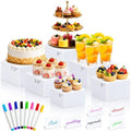 6 Pcs Buffet Risers, Acrylic Food Risers, Buffet Table Risers and Stand Shelf Desktop Display for Party Catering