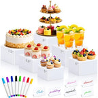 6 Pcs Buffet Risers, Acrylic Food Risers, Buffet Table Risers and Stand Shelf Desktop Display for Party Catering