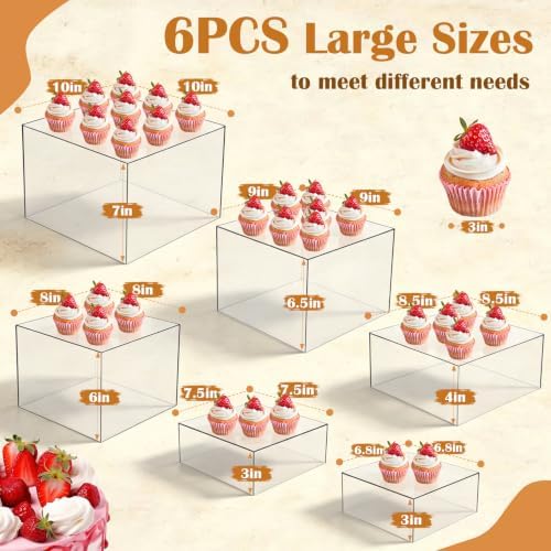 6 PCS Buffet Risers and Stands, Dessert Food Display for Buffet Table in Transparent, alternate view 2