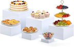 6 PCS Buffet Risers and Stands, Food Risers for Buffet Table, Food Display Risers for Party, White Acrylic Boxes