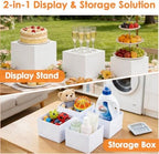 6 PCS Buffet Risers and Stands, Food Risers for Buffet Table, Food Display Risers for Party, White Acrylic Boxes, alternate
