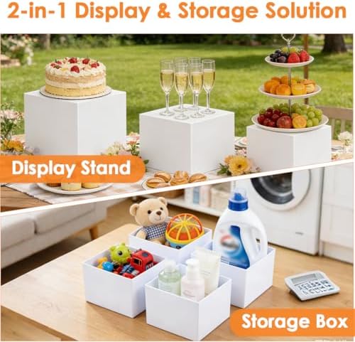 6 PCS Buffet Risers and Stands, Food Risers for Buffet Table, Food Display Risers for Party, White Acrylic Boxes, alternate