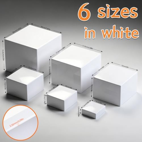 6 PCS Buffet Risers and Stands, Food Risers for Buffet Table, Food Display Risers for Party, White Acrylic Boxes, alternate