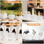 6 PCS Buffet Risers and Stands, Food Risers for Buffet Table, Food Display Risers for Party, White Acrylic Boxes, alternate