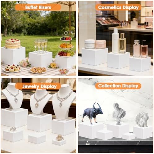 6 PCS Buffet Risers and Stands, Food Risers for Buffet Table, Food Display Risers for Party, White Acrylic Boxes, alternate