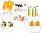 6 Pcs Buffet Risers, Dessert Stands, Acrylic Boxes for Display, Hexagonal Jewelry Showcase, Riser Display Cases