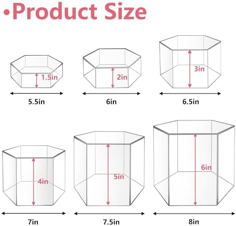 6 Pcs Buffet Risers, Dessert Stands, Acrylic Boxes for Display, Hexagonal Jewelry Showcase, Riser Display Cases, alternate