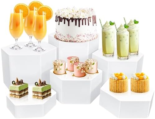 6 Pcs Buffet Risers, Dessert Stands Acrylic, Food Risers for Buffet, Jewelry Showcase, Riser Display Cases
