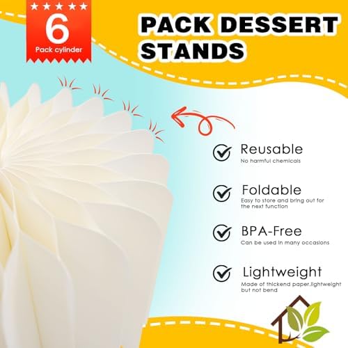 6 Pcs Buffet Risers, Foldable Food Display Risers, White in White, alternate view 3