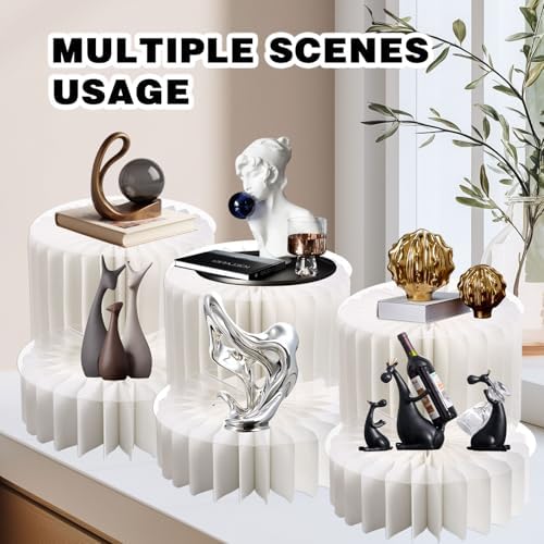 6 Pcs Buffet Risers, Foldable Food Display Risers, White in White, alternate view 6