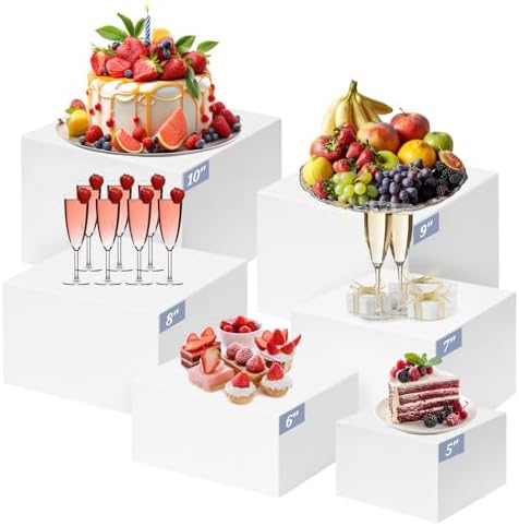 6 PCS Buffet Risers, Food Risers for Buffet Table, Display Stand Shelf for Party, Catering, Jewelry