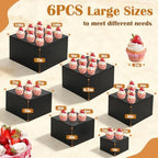 6 PCS Buffet Risers, Large Food Risers for Buffet Table in Black, alternate view 2
