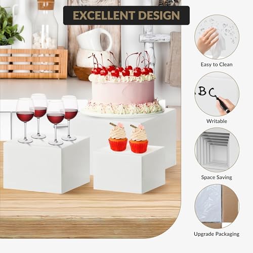 6 PCS Buffet Risers, Large Food Risers for Buffet Table in White, alternate view 7
