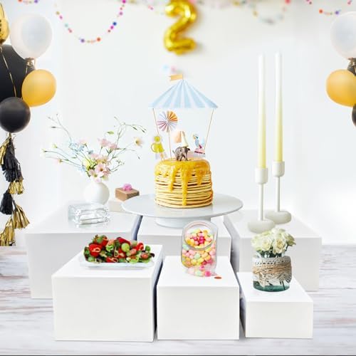 6 PCS Buffet Risers, White Acrylic Display Stands, Dessert Stands for Table in white, alternate view 2