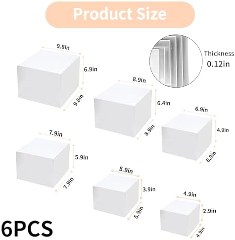 6 PCS Buffet Risers, White Acrylic Display Stands, Dessert Stands for Table in white, alternate view 3