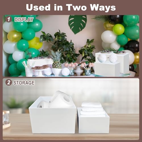 6 PCS Buffet Risers, White Acrylic Display Stands, Dessert Stands for Table in white, alternate view 6