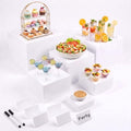 6 Pcs Buffet Risers with Mini Signs, Acrylic Food Risers for Buffet Table in White