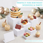 6 Pcs Buffet Risers with Mini Signs, Acrylic Food Risers for Buffet Table in White, alternate view 7