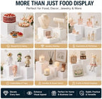 6 PCS Buffet Risers with Table Runner, Food Display Risers for Buffet Table in White, alternate view 4