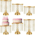 6 Pcs Cake Stand with Crystals Cake Stand for Party, Gold in Gold