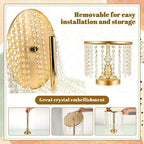 6 Pcs Cake Stand with Crystals Cake Stand for Party, Gold in Gold, alternate view 4