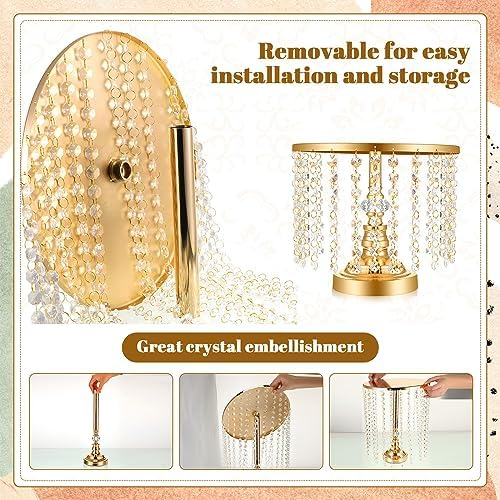 6 Pcs Cake Stand with Crystals Cake Stand for Party, Gold in Gold, alternate view 4