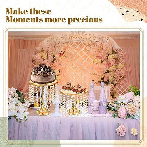 6 Pcs Cake Stand with Crystals Cake Stand for Party, Gold in Gold, alternate view 5