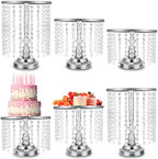 6 Pcs Cake Stand with Crystals Cake Stand for Party, Silver in Silver