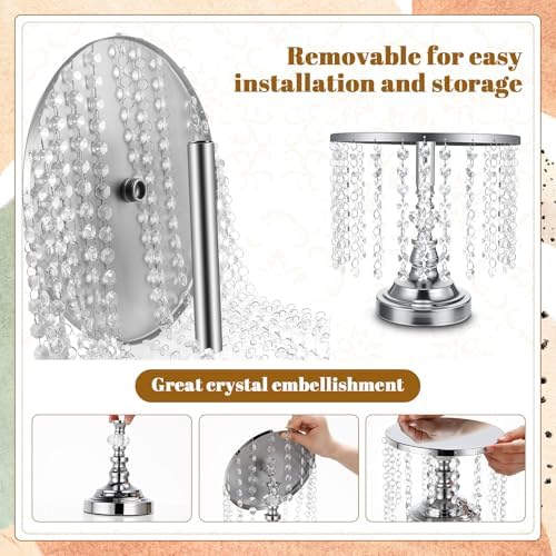 6 Pcs Cake Stand with Crystals Cake Stand for Party, Silver in Silver, alternate view 4