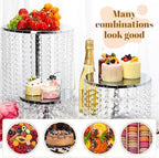 6 Pcs Cake Stand with Crystals Cake Stand for Party, Silver in Silver, alternate view 5