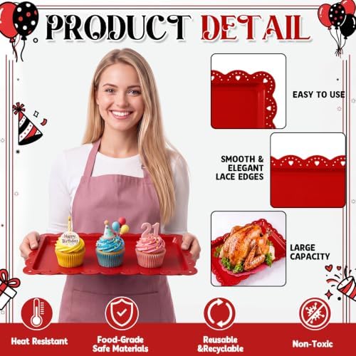 6 Pcs Casino Plastic Serving Tray Rectangle Serving Platters in Casino, alternate view 4