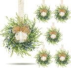 6 PCS Christmas Winter Blue Berry Cabinet Wreath Artificial Mini Kitchen Wreaths Vintage Wreath with Retro