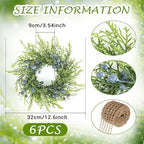 6 PCS Christmas Winter Blue Berry Cabinet Wreath Artificial Mini Kitchen Wreaths Vintage Wreath with Retro, alternate view 4