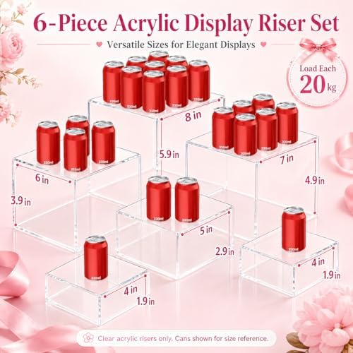 6 Pcs Clear Acrylic Buffet Risers and Stands, Acrylic Food Risers for Buffet Table Display Stand, Party, alternate view 2