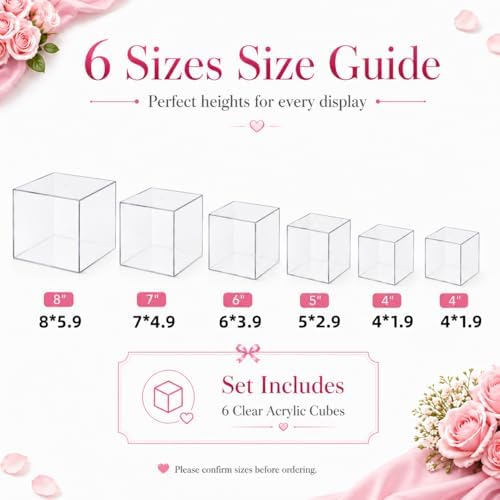 6 Pcs Clear Acrylic Buffet Risers and Stands, Acrylic Food Risers for Buffet Table Display Stand, Party, alternate view 3