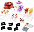 6 Pcs Clear Acrylic Buffet Risers & Dessert Table Food Display Stand Set in clear
