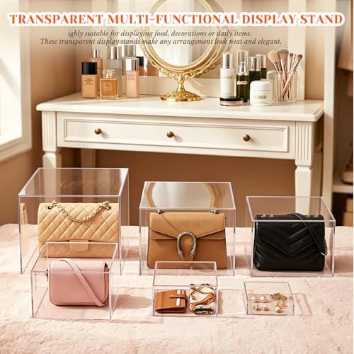 6 Pcs Clear Acrylic Buffet Risers & Dessert Table Food Display Stand Set in clear, alternate view 5
