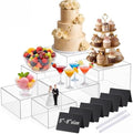 6 Pcs Clear Acrylic Buffet Risers Set Square Acrylic Display Boxes in Clear