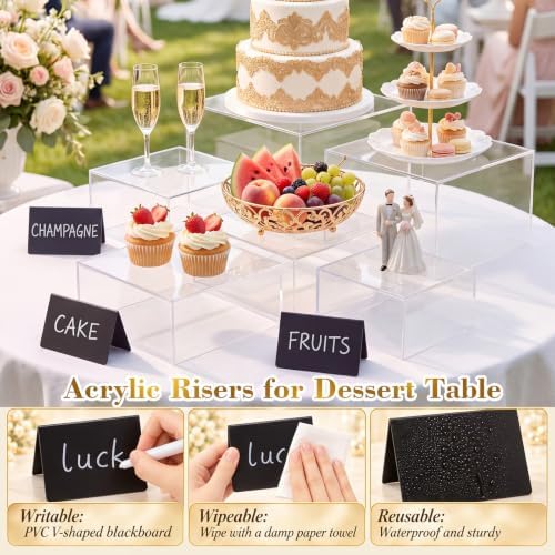6 Pcs Clear Acrylic Buffet Risers Set Square Acrylic Display Boxes in Clear, alternate view 4