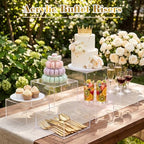 6 Pcs Clear Acrylic Buffet Risers Set Square Acrylic Display Boxes in Clear, alternate view 5